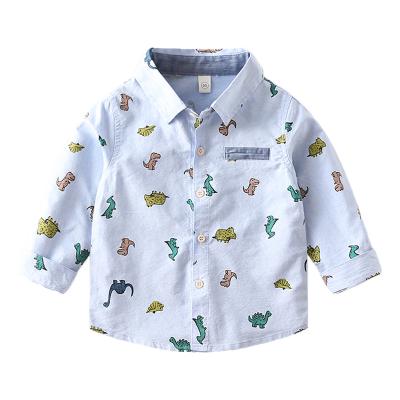 China Anti-wrinkle 2021 spring and autumn new dinosaur boy long sleeve shirt collar children's printed turn-down shirt for sale