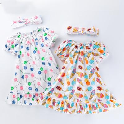 China New Arrival Anti-static Summer Babies Dresses Cotton Ruffle Sleeve Princess Dress Cute Bow Girls Clothing for sale