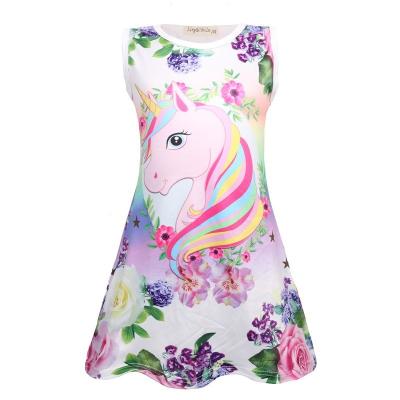 China 2022 New Unicorn Girls Dresses Loose Casual Mid Length Nightgown Cute Sleeveless Homewear Breathable for sale