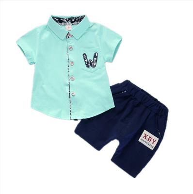 China Two-piece suit of the suit of the 2021 new small and medium children's casual short-sleeved male shirt of the baby W for sale