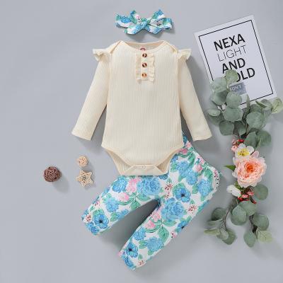 China Central Institute of Statistics Baby Romper Newborn Toddler Three-piece Suit New Children's Breathable Long-sleeved One-piece Pants for sale