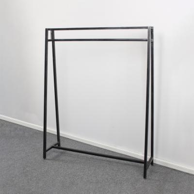 China Modern Pipe Metal Hanging Shop Garment Luxury Black Clothing Rack For Clothing Store FZJ029 for sale