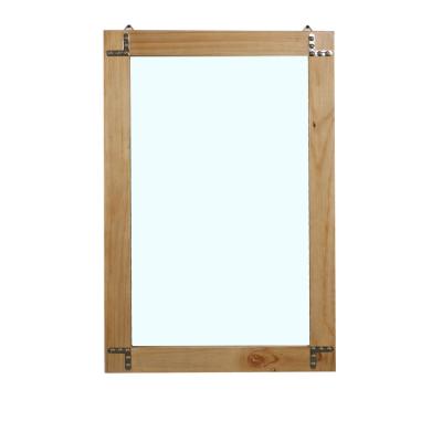 China European Rustic Bathroom Large Wall Wooden Frame Decoration Home Living Room Dressing Solid Pine Mirror for sale