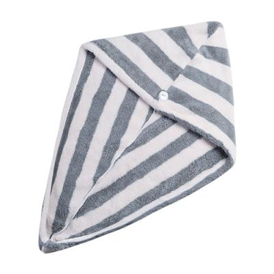 China Wholesale QUICK DRY Microfiber Striped Absorbent Hair Wrap Turban Towel for sale