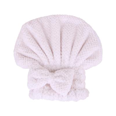 China Wholesale QUICK DRY Waffle Weave Bow Cute Bath Hair Hat Quick Dry Absorbent Towel for sale