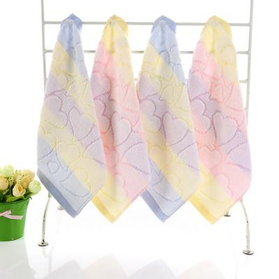 China Wholesale QUICK DRY Jacquard Colorful Heart Babies Colorful 100% Square Towel for sale