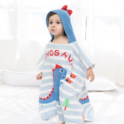 China Wholesale QUICK DRY Yiwu Cotton Ponchos Cartoon Hooded Cute Dinosaur Printed Beach Towel for sale