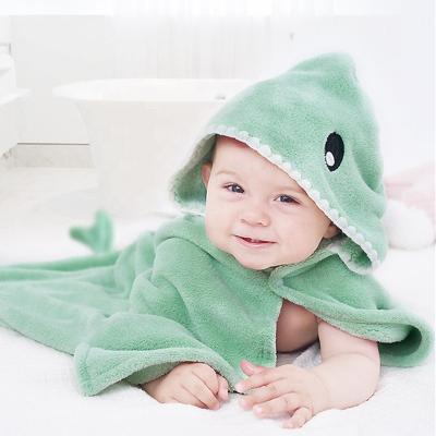 China Wholesale QUICK DRY Cute Microfiber Cartoon Embroidered Poncho Hooded Baby Soft Absorbent Bath Towel for sale