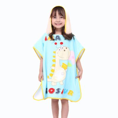 China NEW Wholesale Cotton QUICK DRY Kids Bathrobe Cartoon Hooded Poncho Beach Towel Design for sale