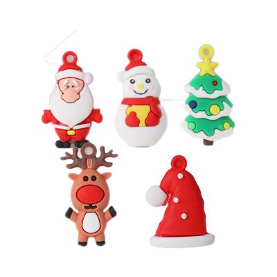 China Promotional Soft Rubber Key Chain Trees Santa Claus Soft Rubber Keychain Christmas Hat Christmas Gift Keepsake 3D Cartoon Father for sale