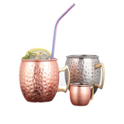 China New Arrival 500ML Viable High Quality Manufacturer Moscow Mule Stainless Steel Mug Plated Hammer To Text Tall Copper Beer Drinking Mug for sale