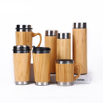 China New Arrival 10OZ Water Mug Sustainable Bamboo Tea Coffee Mug For Office Restaurant Stainless Steel Travel With Handles Tumbler Cup for sale