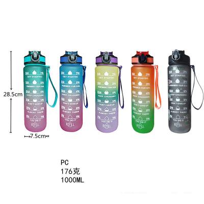 China New Arrival 1L Fitness Outdoor Sports Viable Water Jug With Time Marker Plastic Empty Big Water Bottles Cheap Plastic Water Bottles for sale