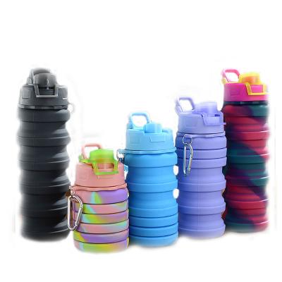 China New Arrival 500ML Collapsible Water Bottle Drinks Sports Bottle Silicone Outdoor Custom Collapsible Leak-Proof Eco-Friendly Viable Kid for sale