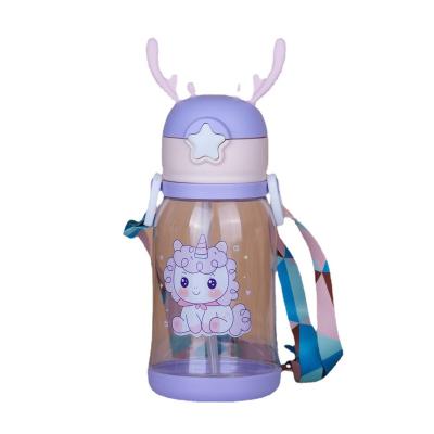 China Newcomer Viable 600ML Home Cube Kids Plastic Cartoon Bottle Children Water Bottle With Cute Cartoon Portable Water Bottle for sale