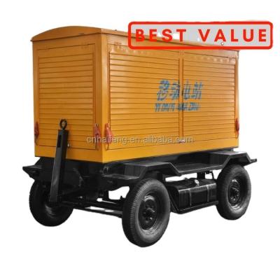 China 150kw / 188kva four wheel portable generator with silent canopy with cummins / yuchai engine HF-150KW for sale