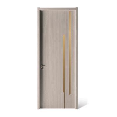 China New Design Sound Insulation WPC Doors With Etched Metal Lines for sale