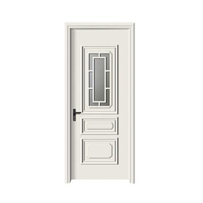 China Beautiful Waterproof White Painted Interior Solid Wood Internal Frosted Glass Door For Bathrooms for sale