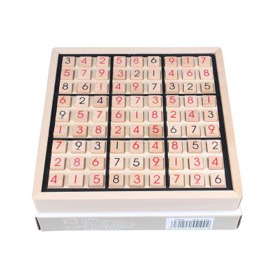 China Classic Beech Wood Wooden Sudoku In Wooden Box Genius Board Game Kids Popular Logic Sudoku Game for sale