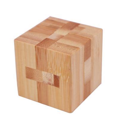 China Educational Ming Lock DIY Hole Puzzle 3d Puzzle Cube Bamboo Three-Dimensional Puzzle 3D Toy For Children Unisex OEM for sale