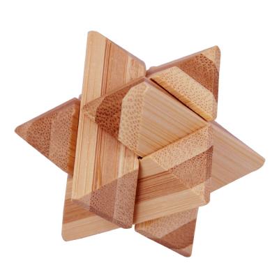 China Bamboo Three-dimensional Puzzle 3D Puzzle Toy Kongming Lock DIY 3d Puzzle Six Part Educational Gemstone Puzzle Toy For Unisex Children for sale