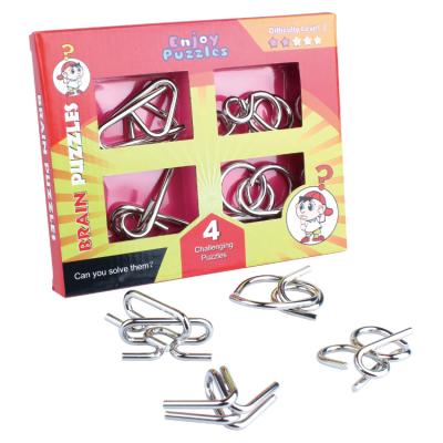 China Toy Funny Puzzle Educational Jigsaw Metal Puzzles Brain Teasers Metal Puzzle Set Educational Toy Gift for sale