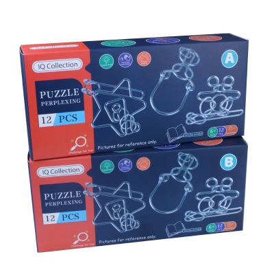 China Educational Toy 24 In 1 3D Metal Puzzle Intelligence Toy For Children Adult Brain Riddles Puzzle for sale