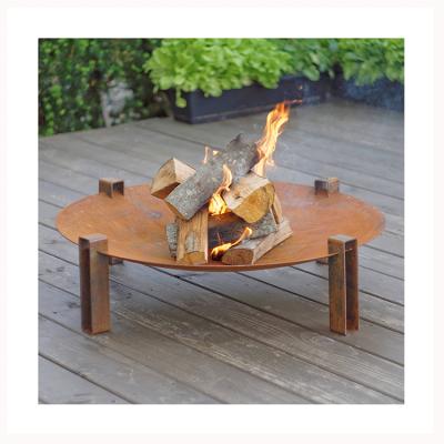 China Customized Outdoor Corten Steel Fire Pit Stocked Fire Pit Burner Round Pot Bowl for sale