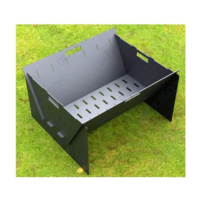 China Stocked Customize Small Portable Metal Fire Pit Outdoor Camping Barbecue Grill Corten Steel Folding Fire Pit for sale