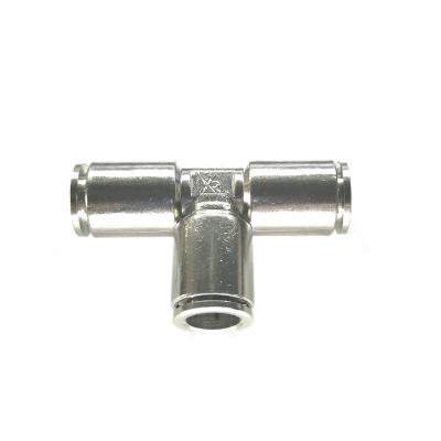 China Printing Stores Quality Assured Quick Fitting Brass T-Shape Connector Nickel Plated for sale