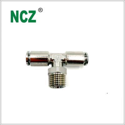 China Print Stores NCZ Copper Plated PB Nickel Medium External Quick Connect YPF-E Tube Hose Pneumatic Nylon Brass Three Way Thread Quick Connect for sale