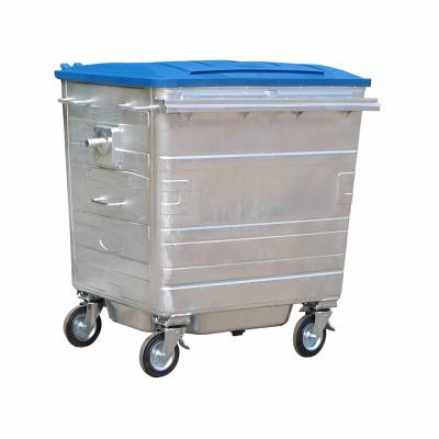 China Rolling Type 1100l Factory Large Capacity Industrial Metal Embosed Cover Trash Can Multifunctional With Large Vacuum Trash Can for sale