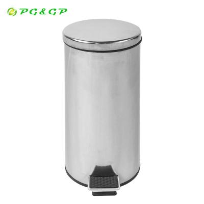 China Rolling Type 30L Minimalist Pedal Sterile Trash Can Stainless Steel Car Cover Slow Falling Odorless Trash Can for sale