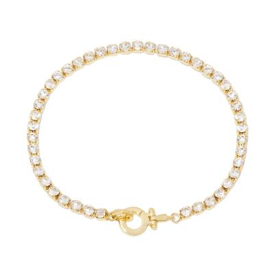 China CLASSIC Yadoo Vermeil Jewelry 925 Sterling Silver 18k Gold Plated Women Fashion Design Diamond Tennis Parker Shimmer Clasp Bracelet for sale