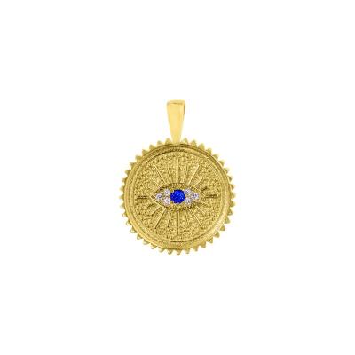 China Yadoo Vermeil CLASSIQUE Fine Jewelry S925 Sterling Silver 18k Gold Plated Women Vintage Set Blue Diamond Evil Eye Charm Pendant for sale