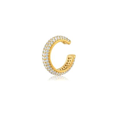 China Yadoo Vermeil CLASSIC Jewelry S925 Sterling Silver 18k Gold Plated Women Good Diamond Pave Cuff Earrings Classic for sale