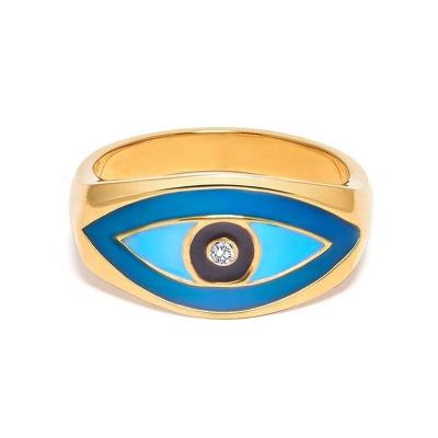 China CLASSIQUE Yadoo Vermeil Jewelry S925 Sterling Silver 18k Gold Plated Men Enamel Big Evil Eye Ring for sale