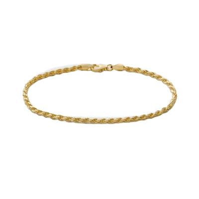 China Yadoo Vermeil Jewelry CLASSIQUE S925 Sterling Silver 18k Gold Plated Men Fine 2.4mm Rope Chain Bracelet for sale