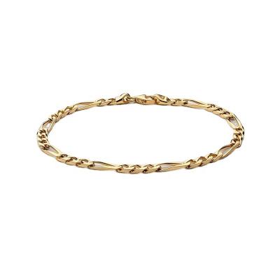 China Yadoo Vermeil Jewelery S925 Sterling Silver 18k CLASSIQUE Mens 3mm Figaro Gold Plated Simple Chain Bracelet for sale