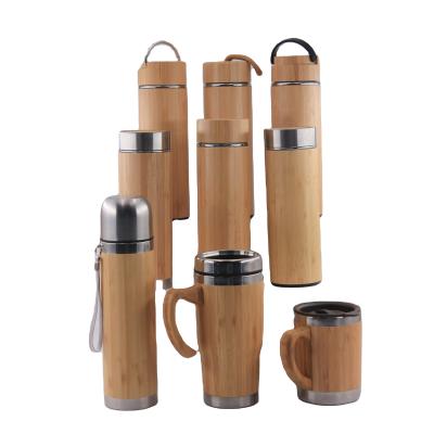 China Low MOQ Eco-Friendly Business Vacuum Stainless Steel Bamboo Insulated Coffee Flask And Thermoses for sale