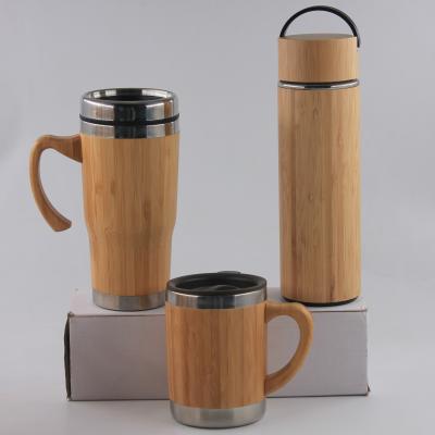 China Hot Sale BPA Free Disposable Bamboo Drink Water Bottle Eco-Friendly Coffee Cup Metal Bamboo Mugs for sale