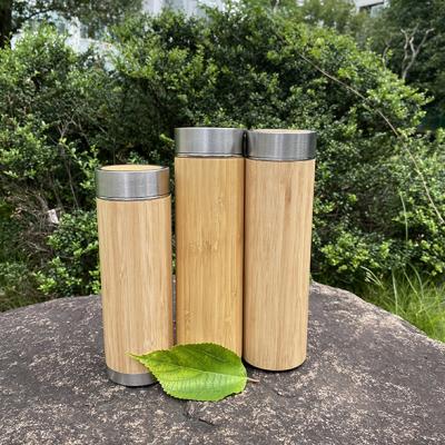 China PORTABLE 10OZ/18OZ/25OZ/32OZ/64OZ SS Vacuum Bambooo Body Water Flask With Bamboo Lid for sale