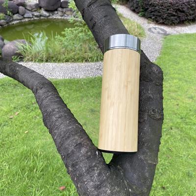 China PORTABLE 300ml/400ml/500ml SS Vacuum Bambooo Body Water Flask With Bamboo Lid for sale