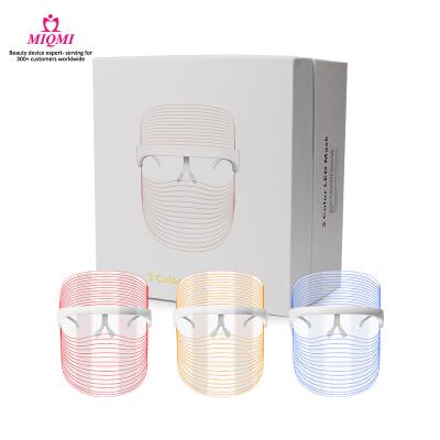 China Skin Tightening Portable USB LED Facial Masks Mascarilla LED Beauty Mask MIQMI Face Mask Customizable Therapy 3 Colors Light Up Therapy for sale