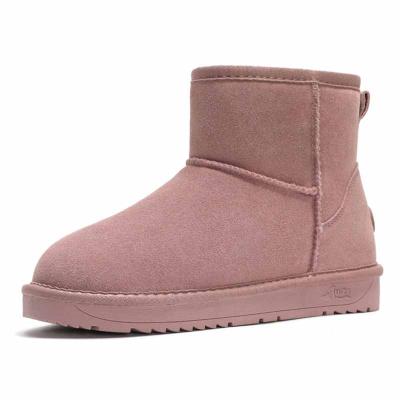 China Anti-Smell Drop Shipping Short Mid-Calf Waterproof Winter Women Snow Warm Furry Plush Non-Slip Boots Genuine Leather High Top Shoes for sale