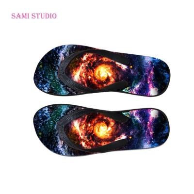 China Anti-Smell Factory Wholesales Galaxy Space Print Flip Flops Custom Flat Portable Durable Para de chanclas mujer for sale