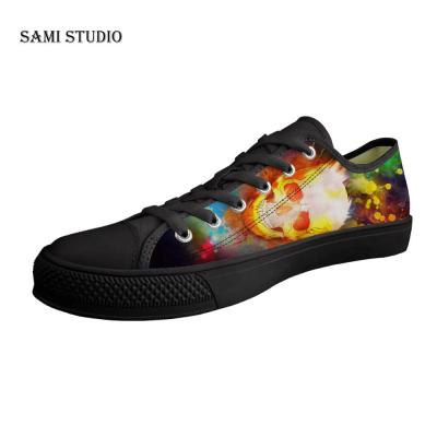 China Black Comfortable Wear-resistant Horrifying Bottom Shoes Skull Image Canvas Custom Anti-Smell Festival Women Flats Upper Shoes Men for sale