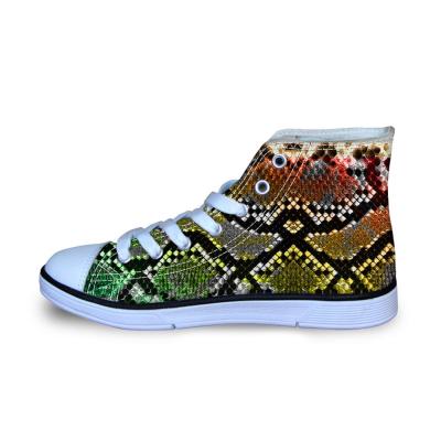 China Light skin print snake canvas shoes men's high top boy vulcanize shoes girl classic fashion cartoon sneakers custom made kid wholesale for sale