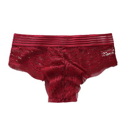 China Spandex/Polyester Spandex/Polyester Solid Color Low-waist Lace Up Seamless Breathable Ultrathin Butt-lifting Panties for sale