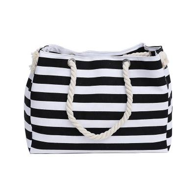 China Durable Eco - Friendly Custom Design Canvas Rope Handle Beach Tote Bag Wholesale for sale